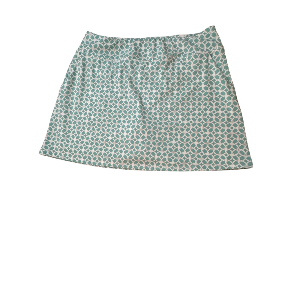 Tommy Bahama Active Womens Large Aqua Blue Geometric Print Athletic Skort Skirt